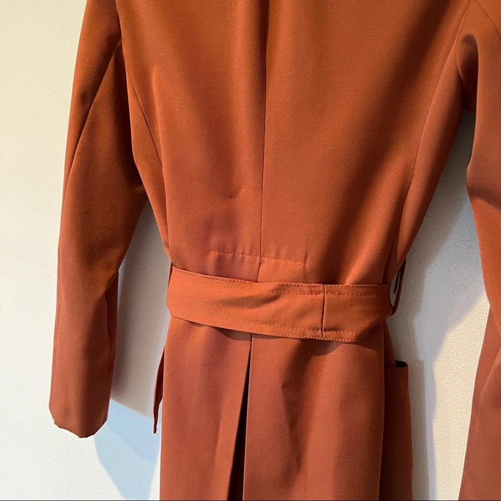 Vintage Handmade Open Front Belted Trench Lined Large Lapels - Picture 8 of 10